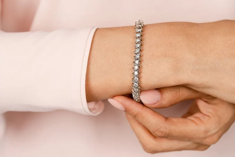 Diamond Swirl Link Lab-Grown Diamond Tennis Bracelet with 2.94 ct.(finished) 2.7mm