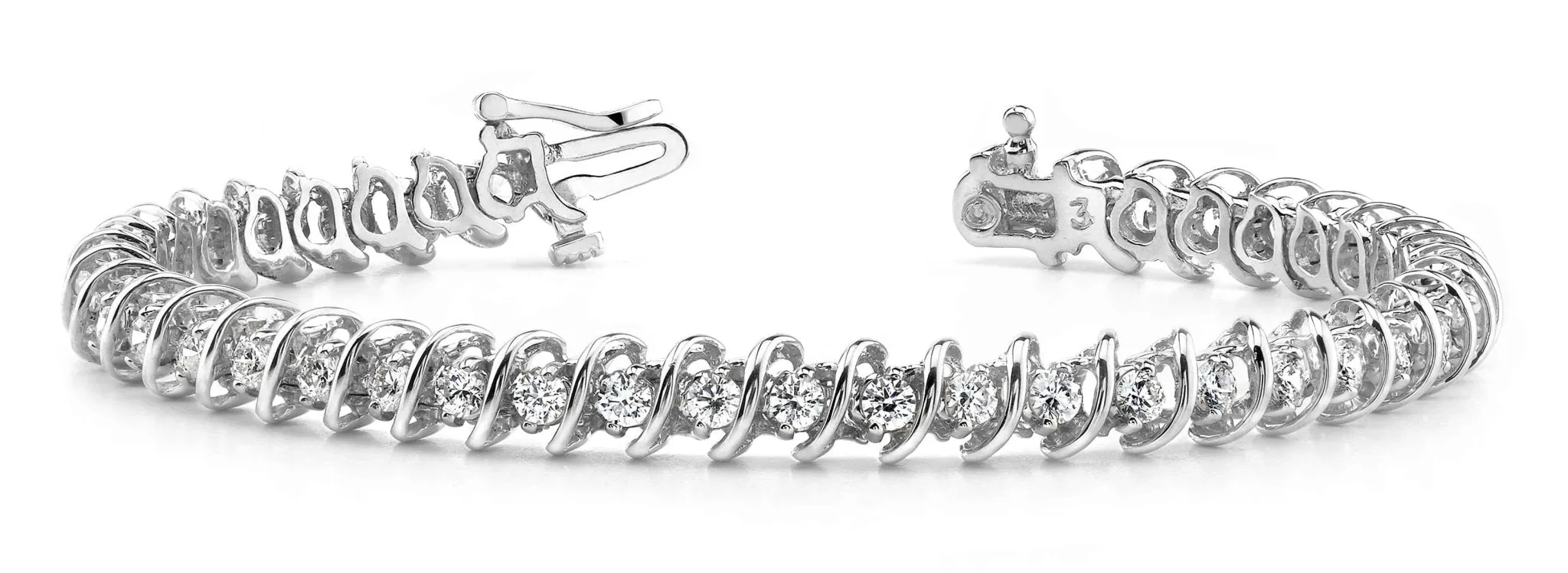 Diamond Swirl Link Lab-Grown Diamond Tennis Bracelet with 2.94 ct.(finished) 2.7mm