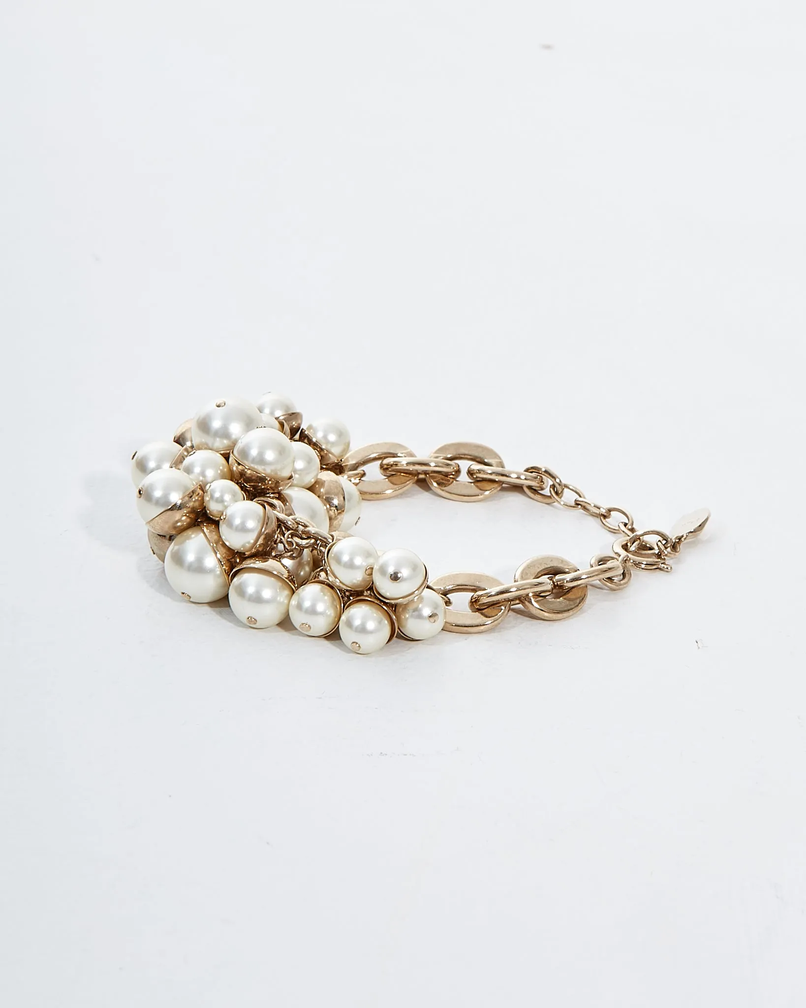 Dior Silver and White Pearl Cluster Bracelet