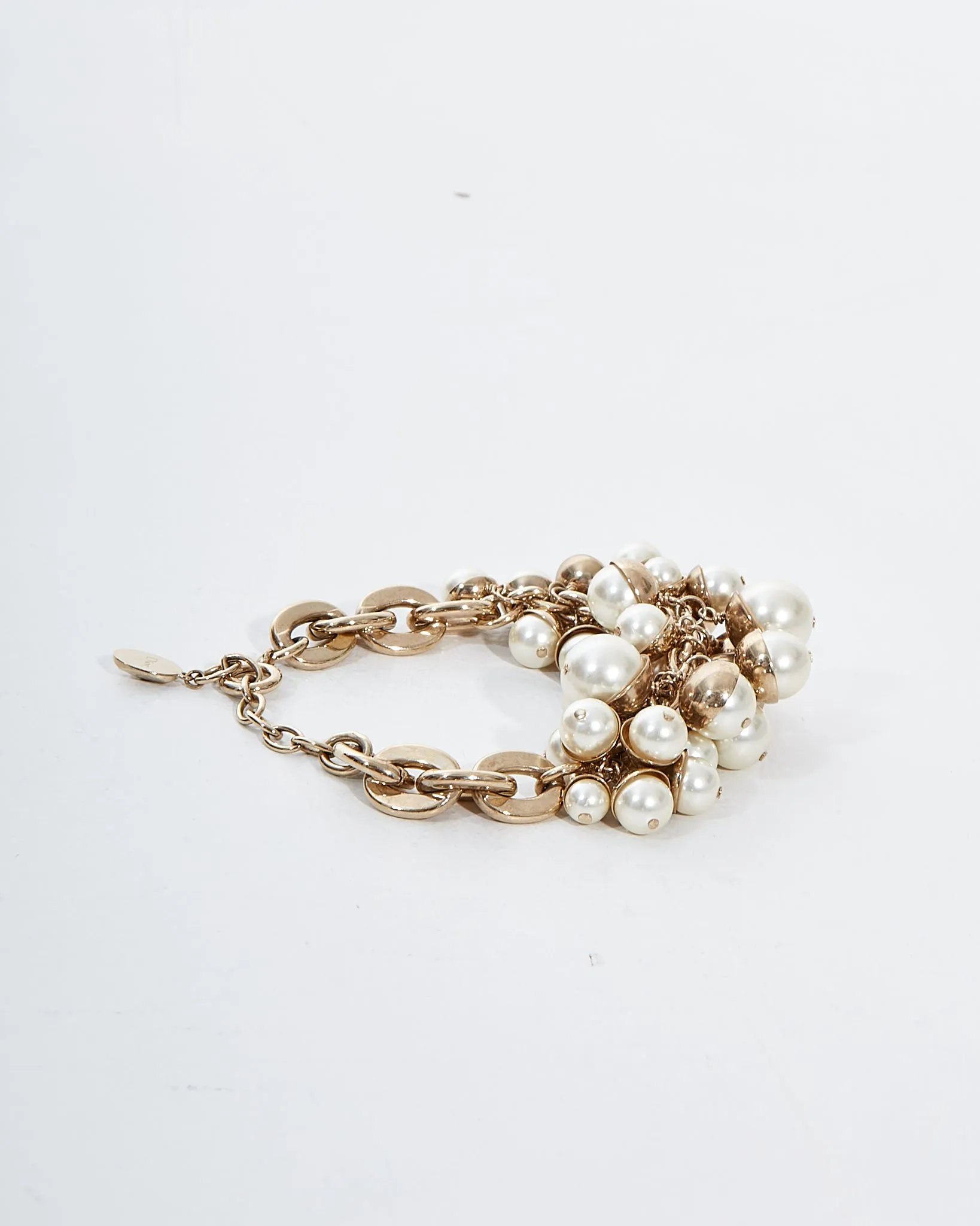 Dior Silver and White Pearl Cluster Bracelet