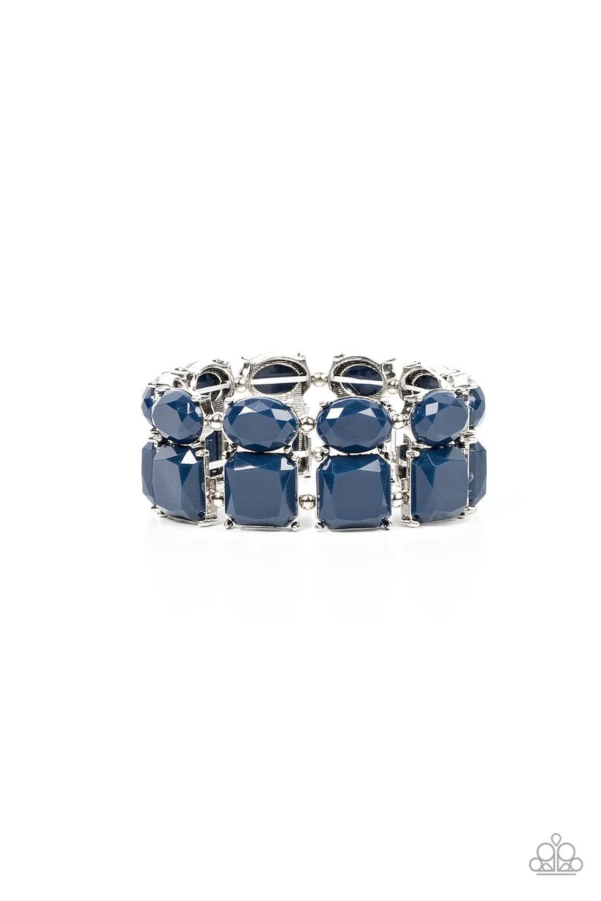 Don't Forget Your Toga - Blue - Square Oval Beads Paparazzi Stretchy Bracelet