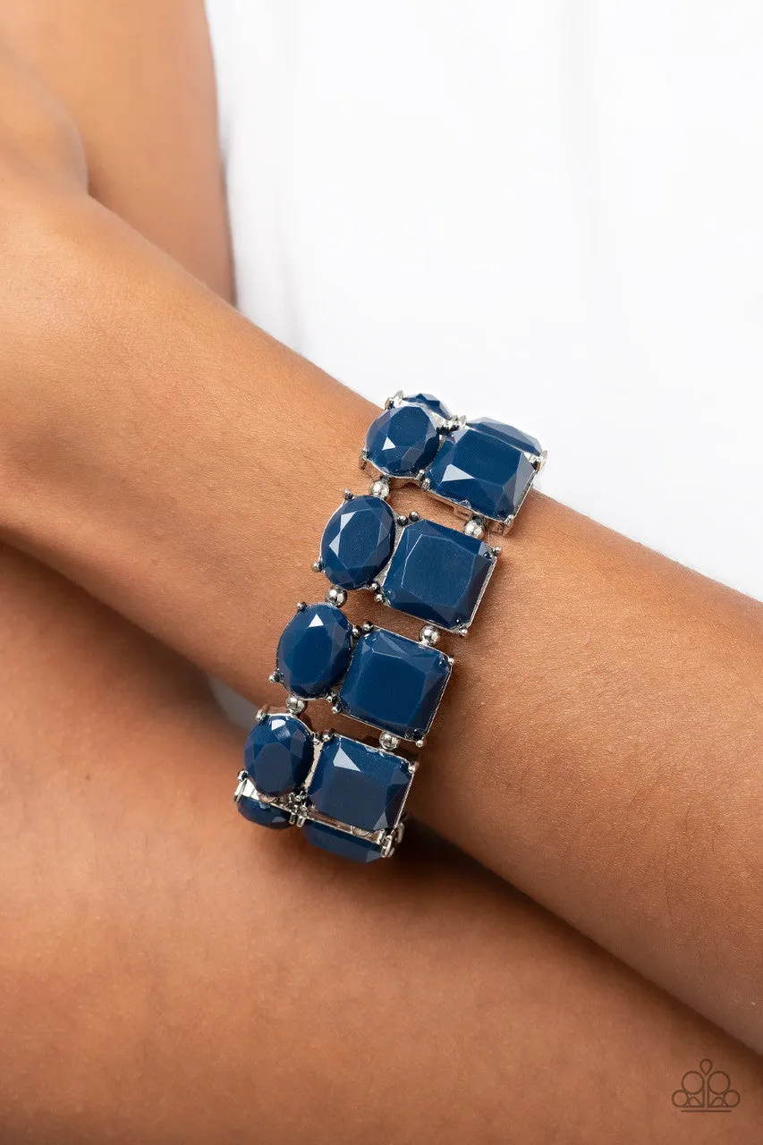 Don't Forget Your Toga - Blue - Square Oval Beads Paparazzi Stretchy Bracelet