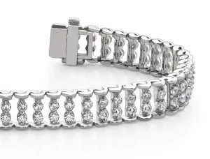 Double Diamond Candlestick Diamond Bracelet with 3.02 ct.(finished) 1.9mm
