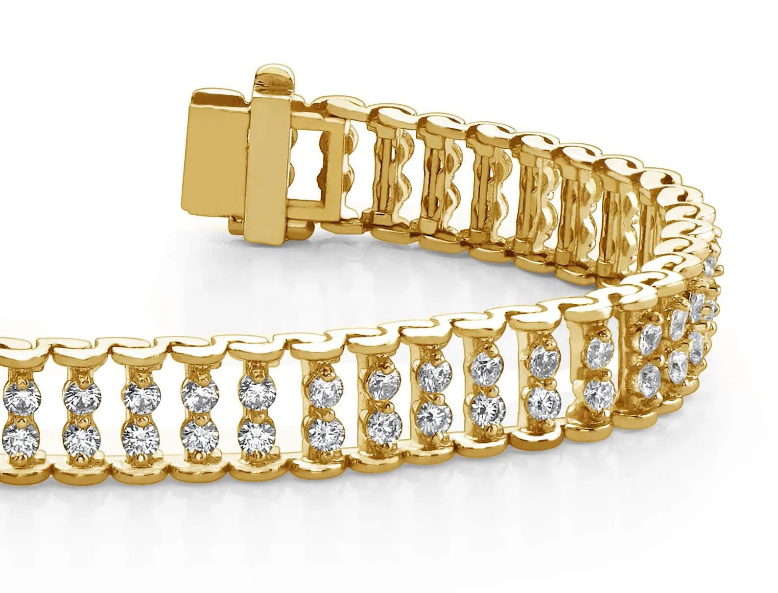 Double Diamond Candlestick Diamond Bracelet with 3.02 ct.(finished) 1.9mm