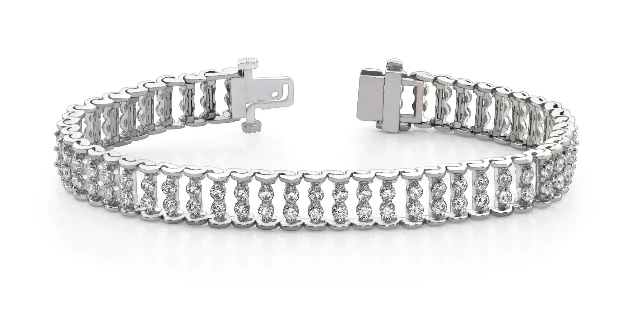 Double Diamond Candlestick Diamond Bracelet with 3.02 ct.(finished) 1.9mm