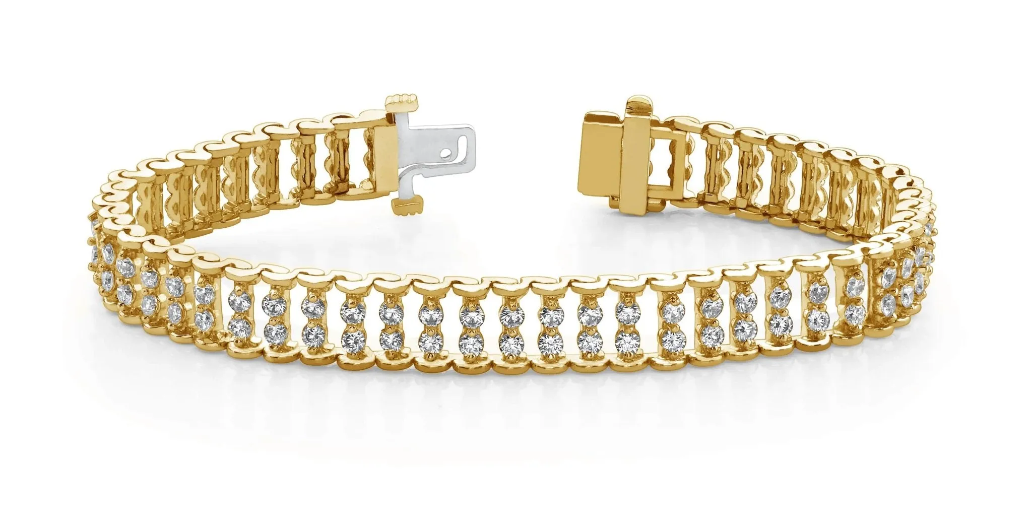 Double Diamond Candlestick Diamond Bracelet with 3.02 ct.(finished) 1.9mm