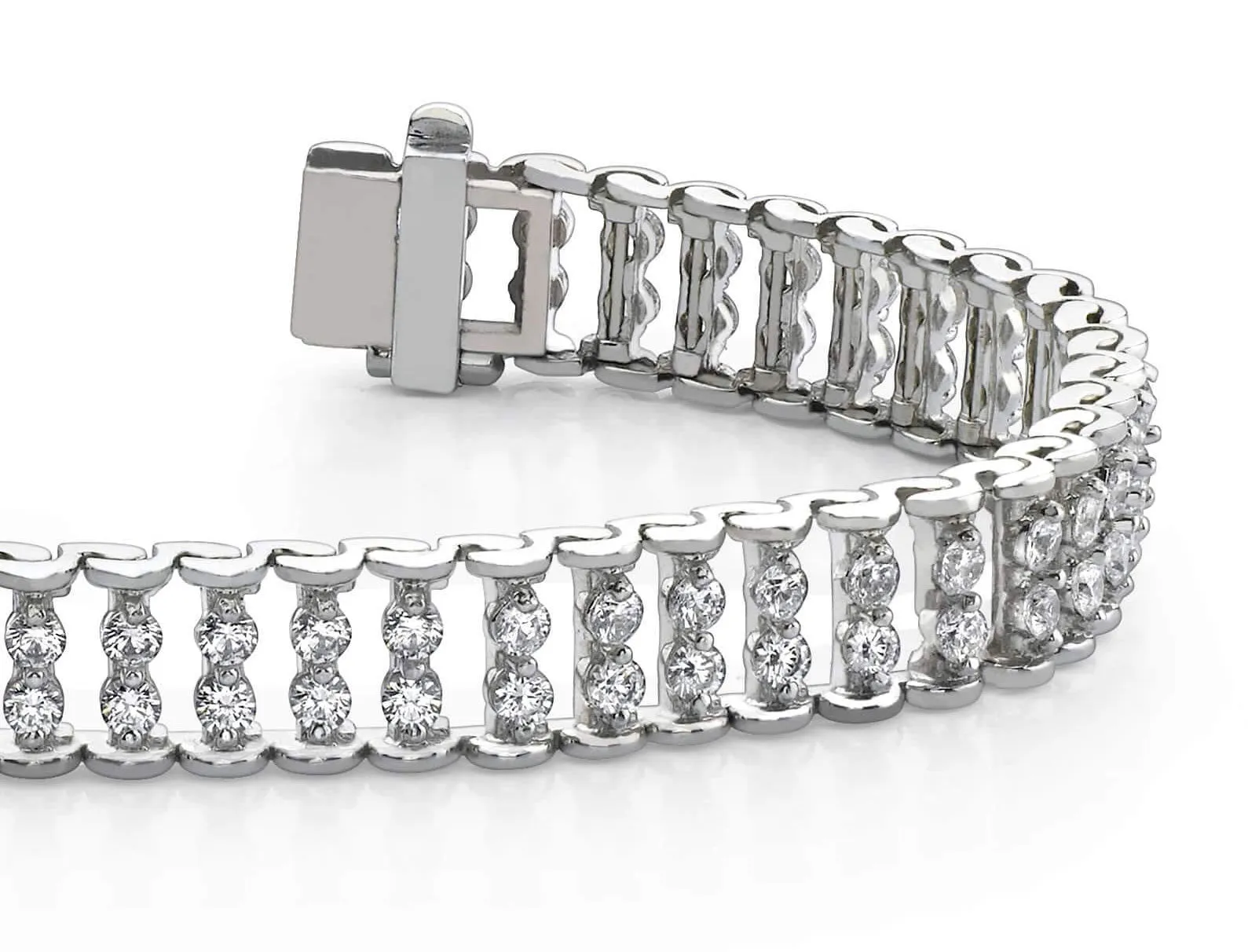Double Diamond Candlestick Diamond Bracelet with 3.02 ct.(finished) 1.9mm