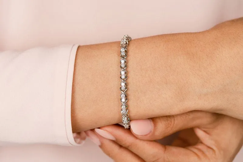 Double Diamond X Link Diamond Bracelet with 3.02 ct.(finished) 2.6mm