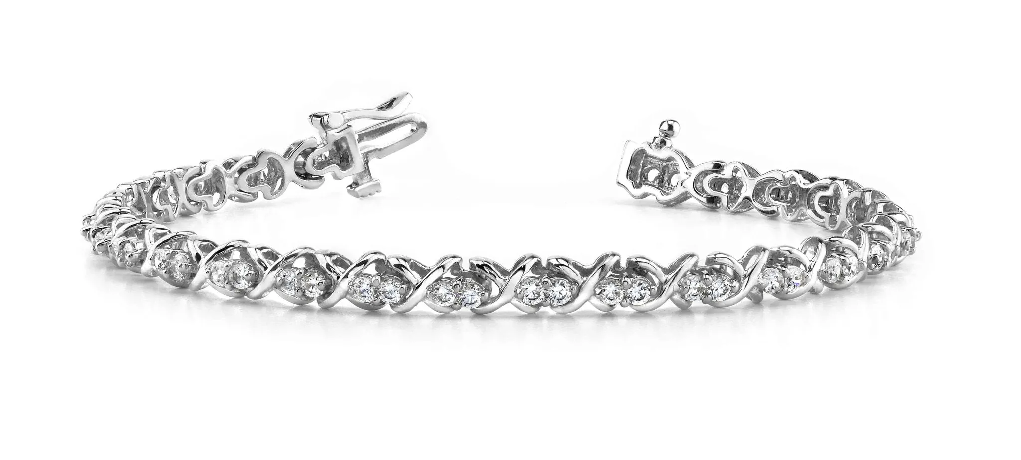Double Diamond X Link Diamond Bracelet with 3.02 ct.(finished) 2.6mm