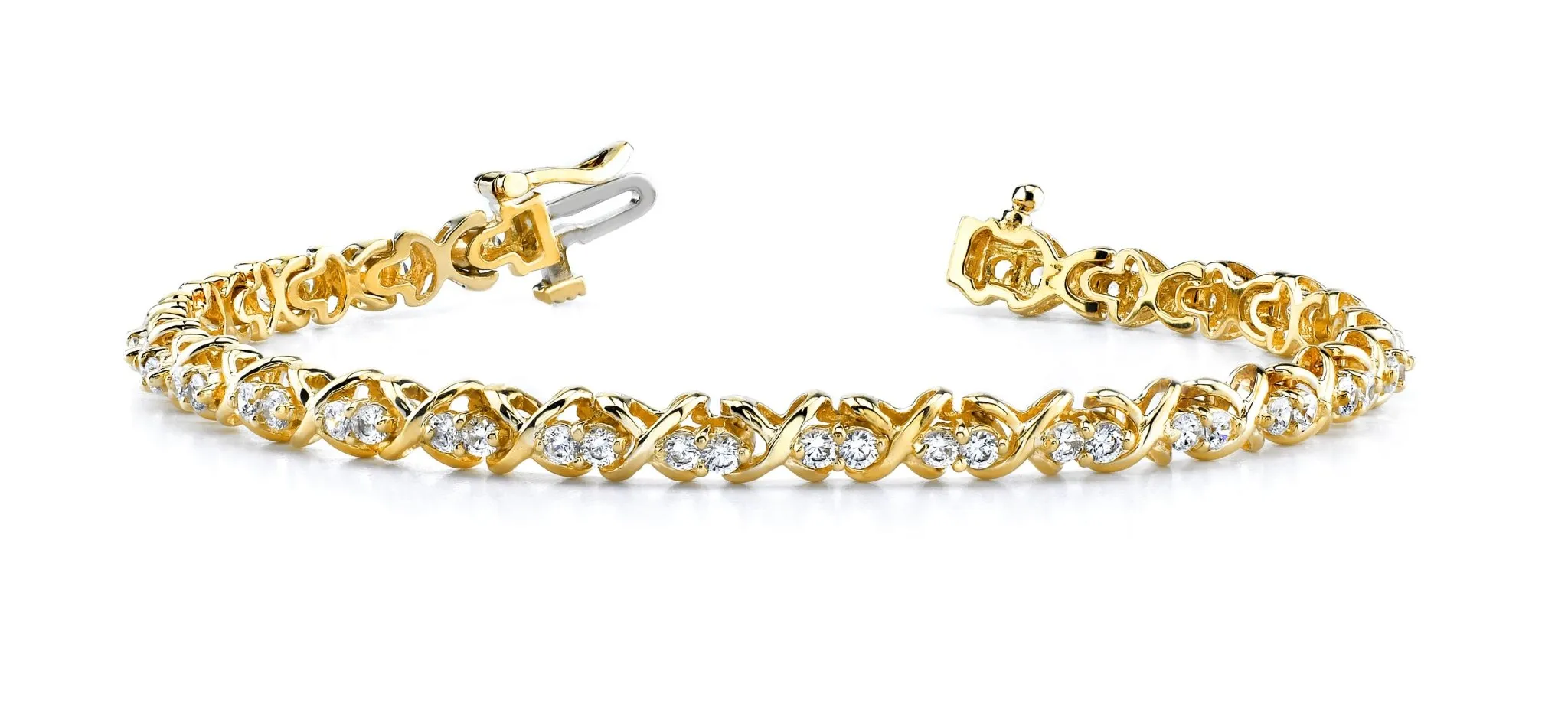 Double Diamond X Link Diamond Bracelet with 3.02 ct.(finished) 2.6mm