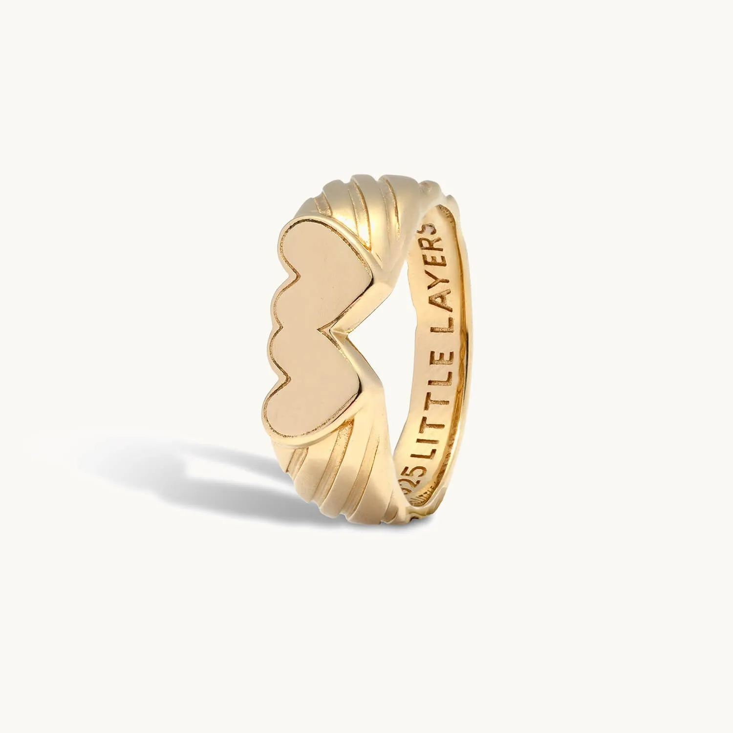 Double Heart Signet Ring (Gold)