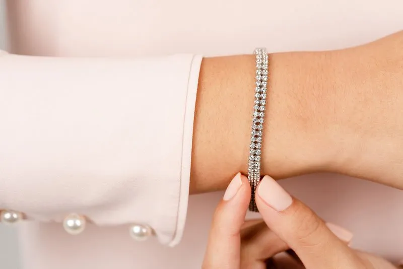 Double Row Lab-Grown Diamond Bracelet with 4.16 ct.(finished) 2.0mm