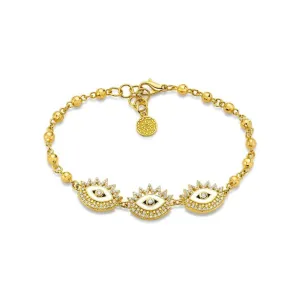 Double Sided Diamond and Enamel Evil Eye Bracelet