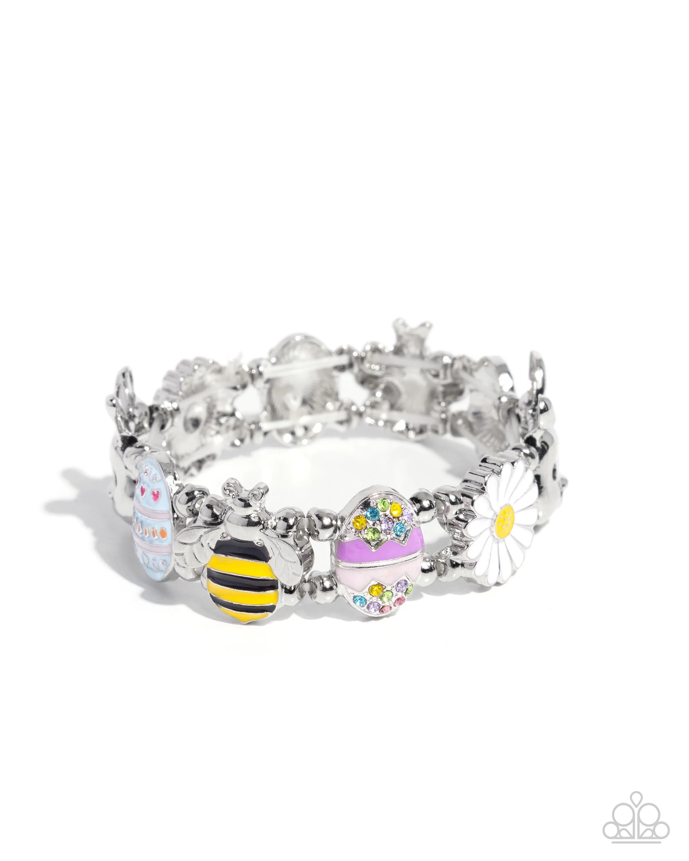 Eager Easter - Multi - Painted Egg, Bee, Bunny, and Flower Paparazzi Stretchy Bracelet