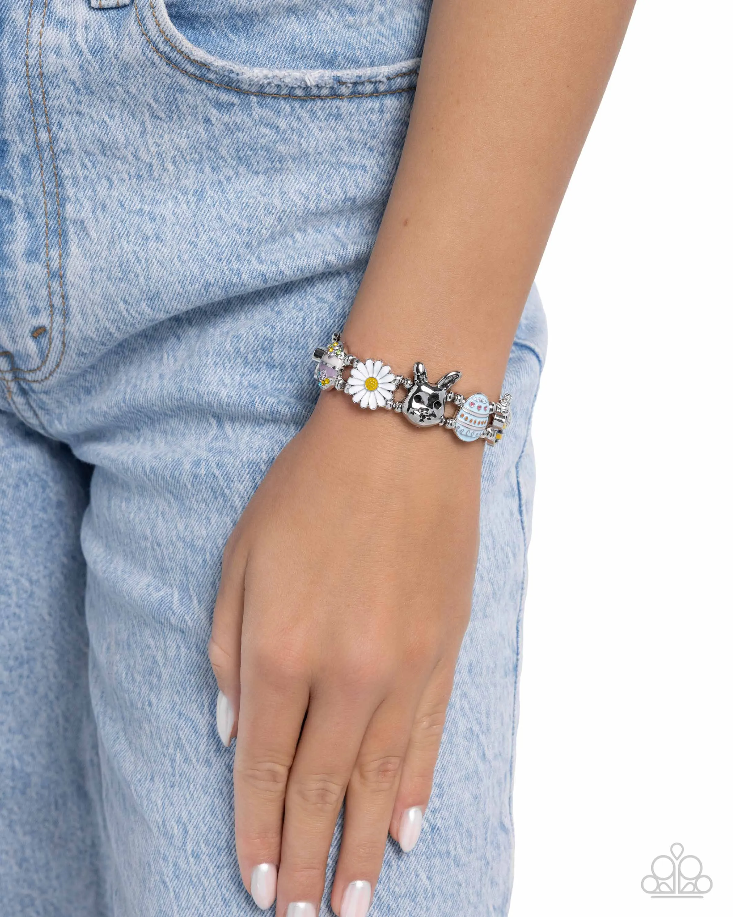 Eager Easter - Multi - Painted Egg, Bee, Bunny, and Flower Paparazzi Stretchy Bracelet