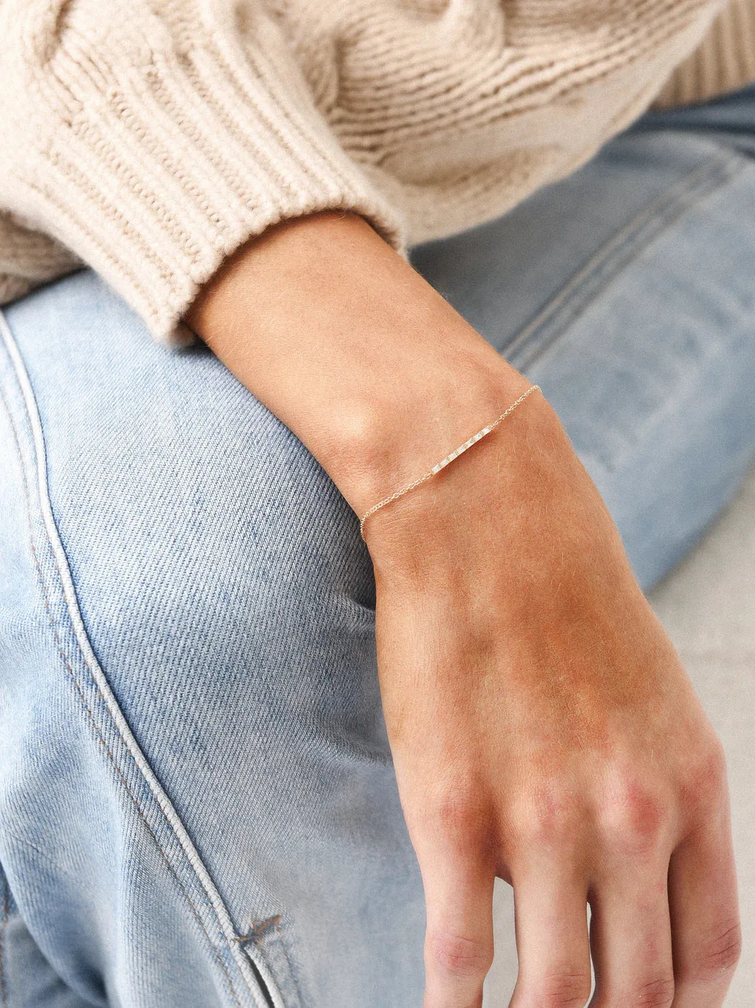 EF Collection Diamond Baguette Bar Chain Bracelet