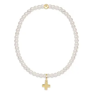 egirl Classic Pearl 3mm Bead Bracelet Signature Cross Charm