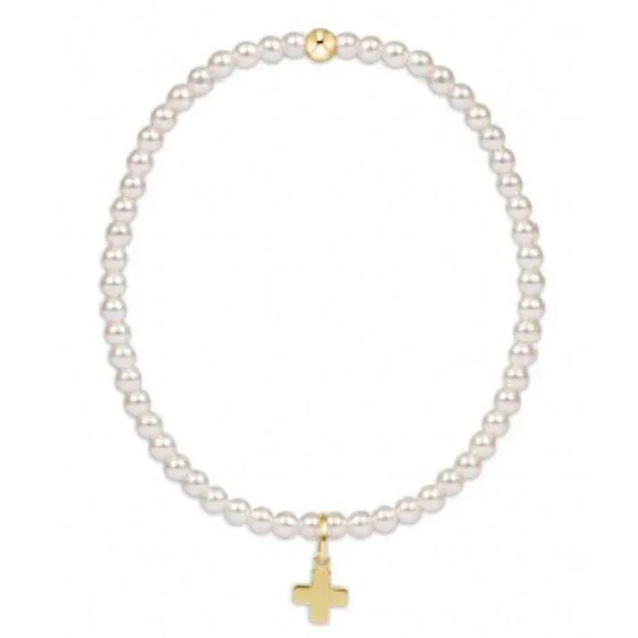 egirl Classic Pearl 3mm Bead Bracelet Signature Cross Charm