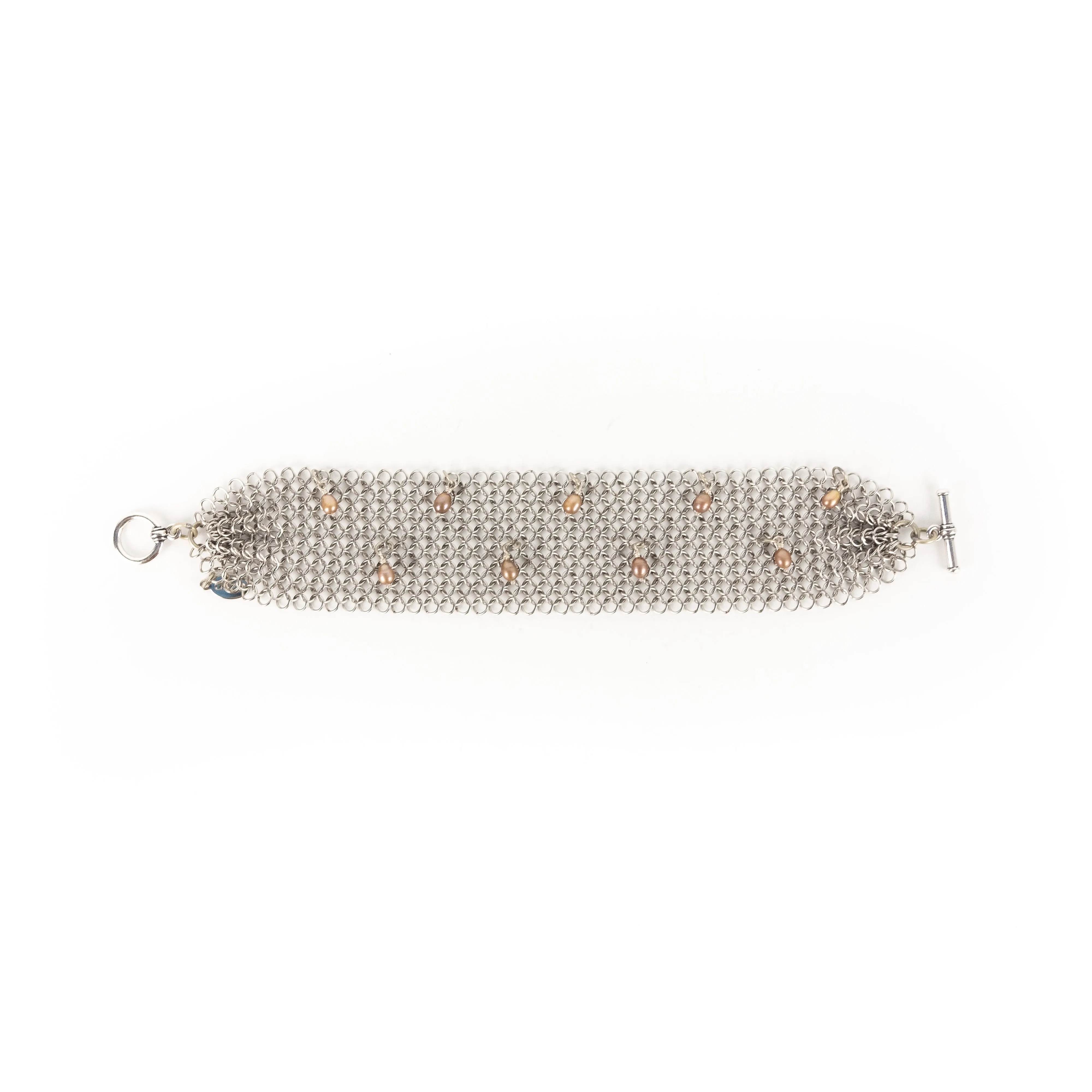 Elaine Unzicker Wide Copper Pearl Bracelet