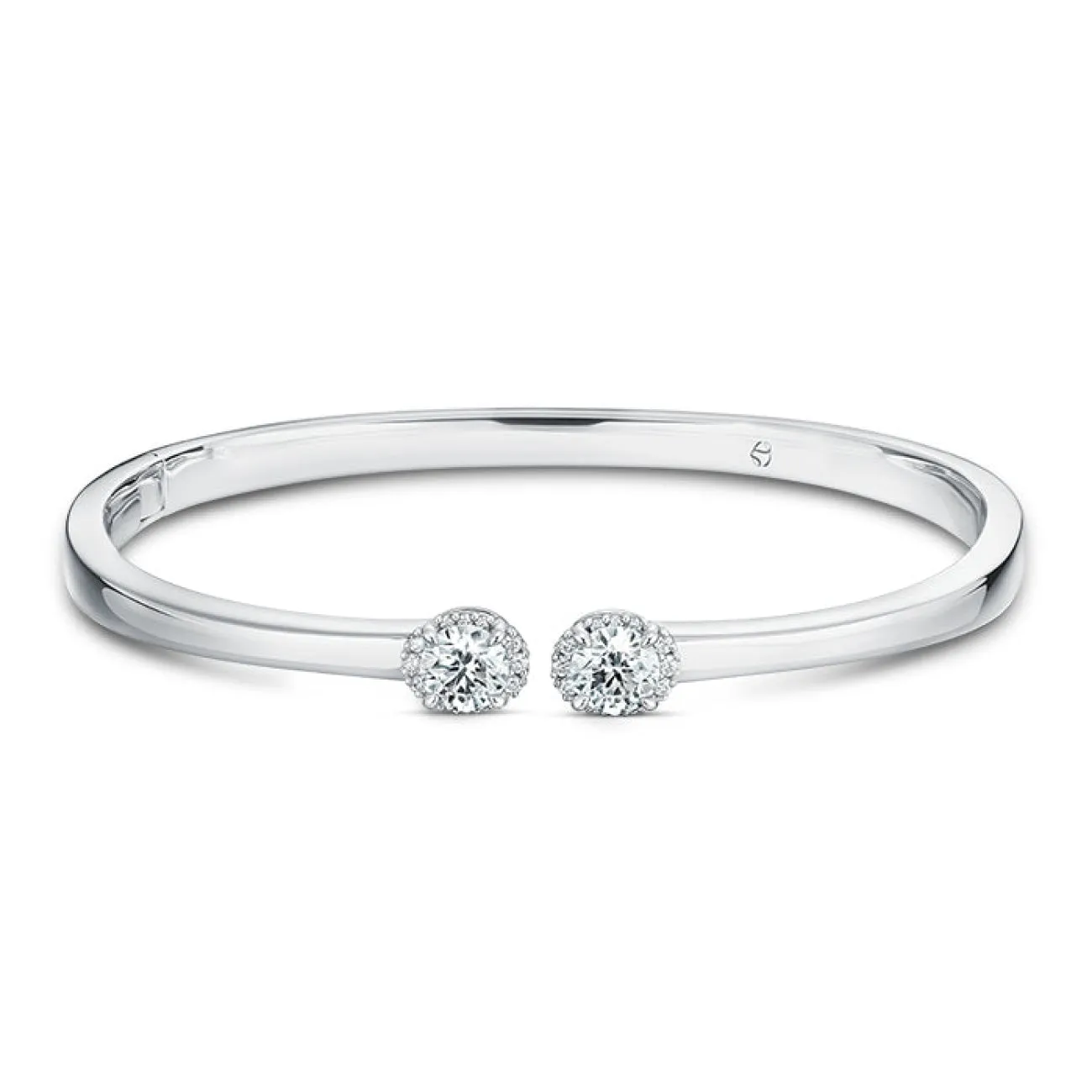 Elipse 18K White Gold Diamond Open Bangle Bracelet