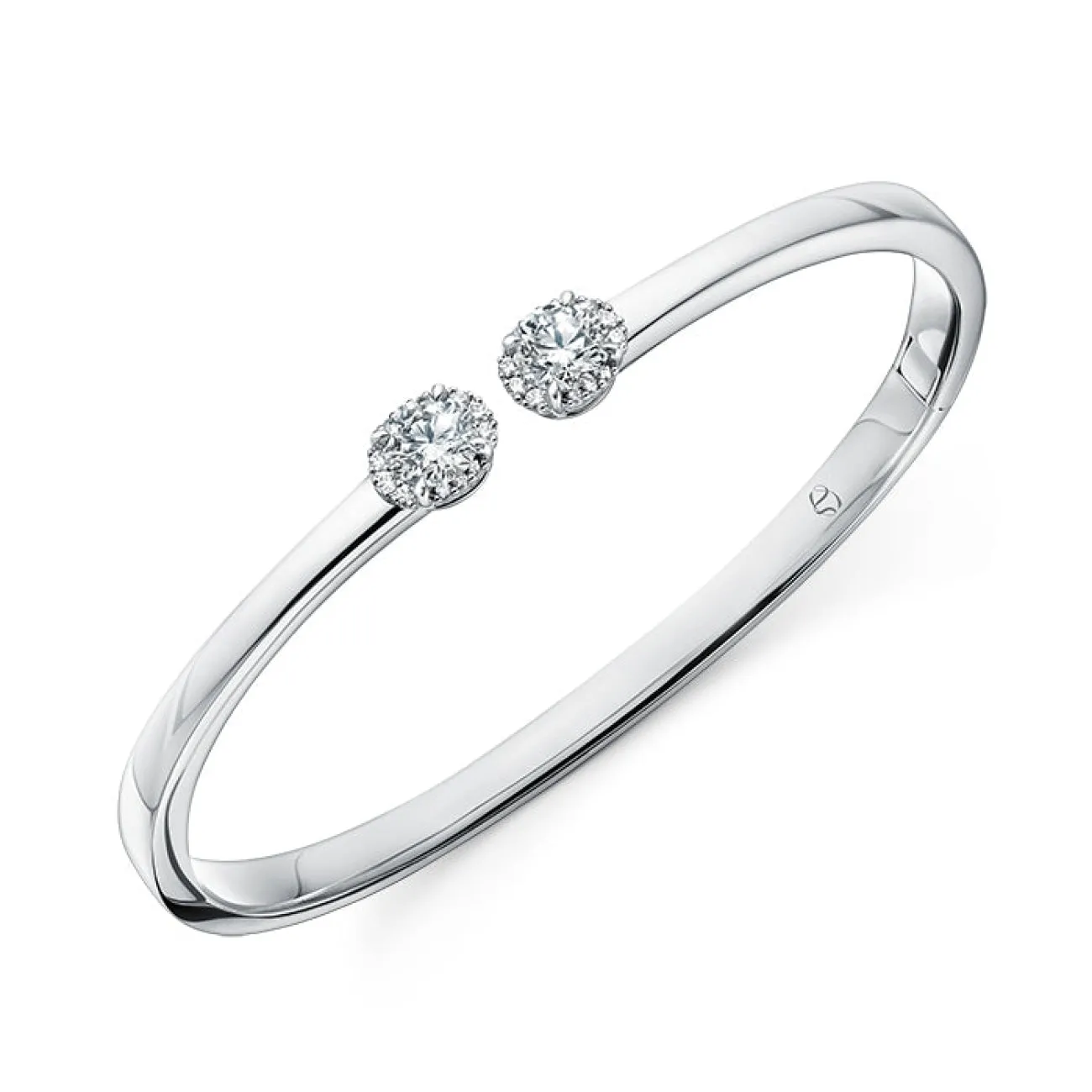 Elipse 18K White Gold Diamond Open Bangle Bracelet