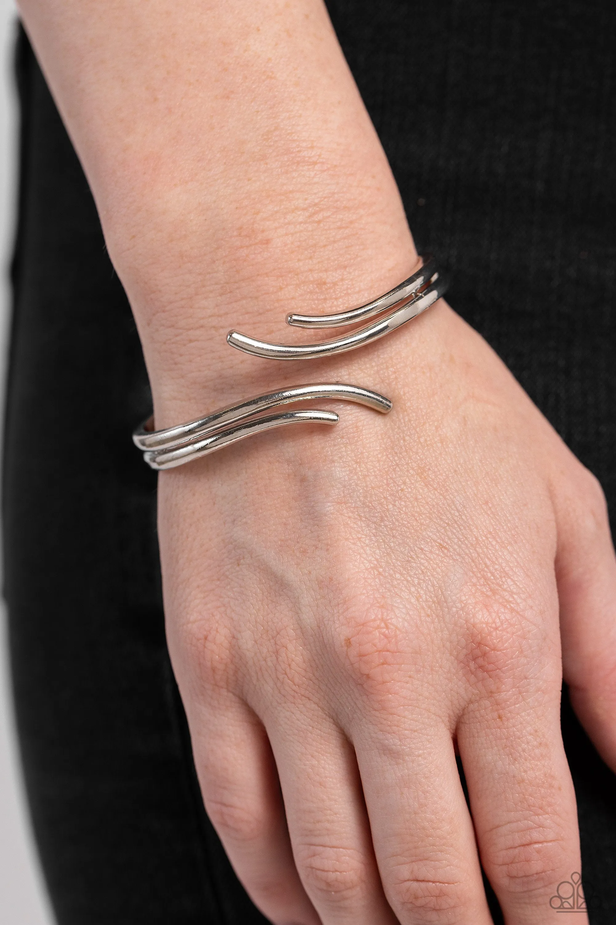 Elven Elegance - Silver - Silver Band Paparazzi Hinge Bracelet
