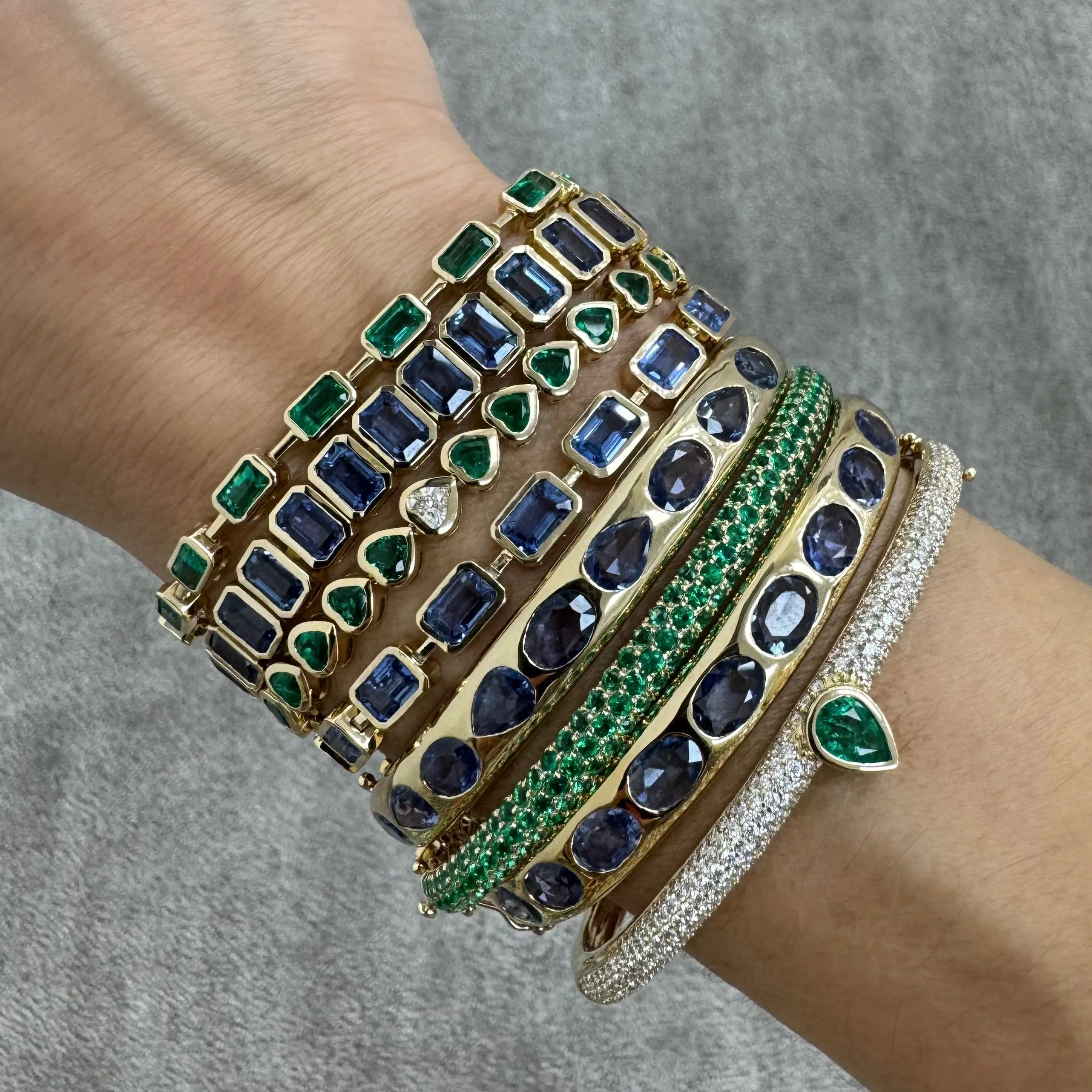 Emerald & Diamond Bezel Set Heart Bracelet
