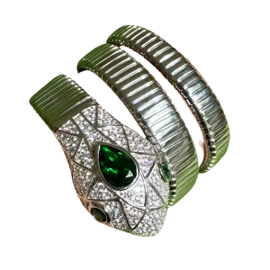 Emerald Sterling Silver Wrap Snake Bracelet