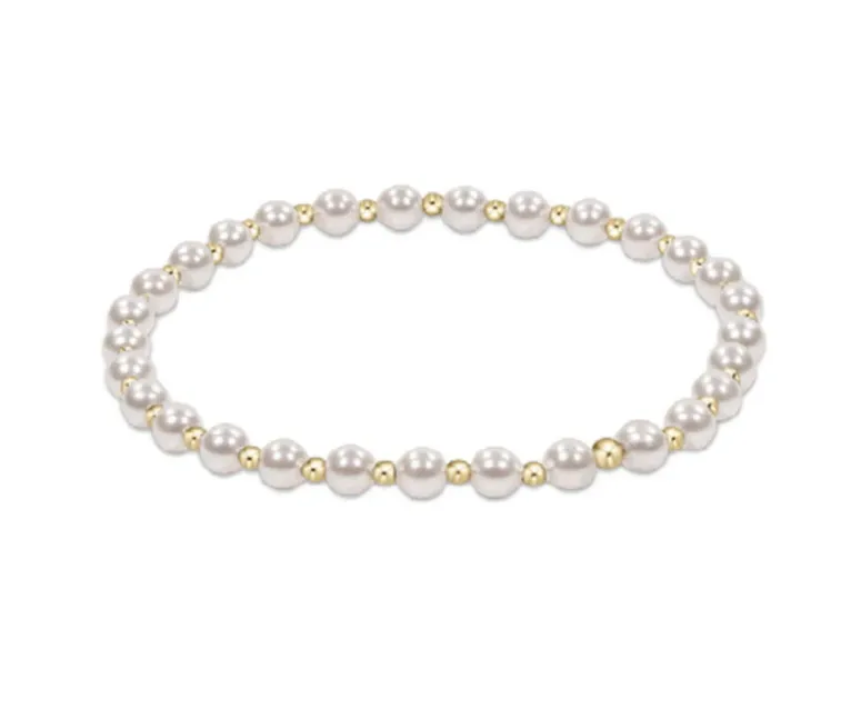 ENewton Gold Grateful Pattern 4mm Bead Bracelet - Pearl