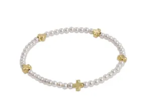 Enewton Signature Cross Small Pearl Pattern 3mm Bead Bracelet - Gold