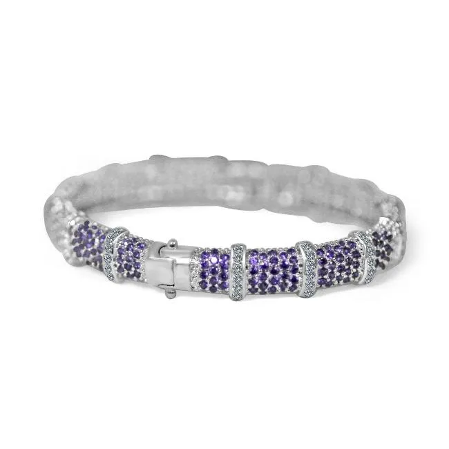 Face-off Zirconite Crystal pave Hinged Bangle Bracelet. 698B10C