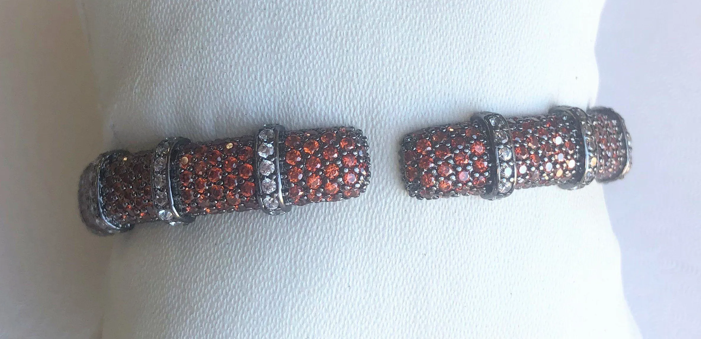 Face-off Zirconite Crystal pave Hinged Bangle Bracelet. 698B10C