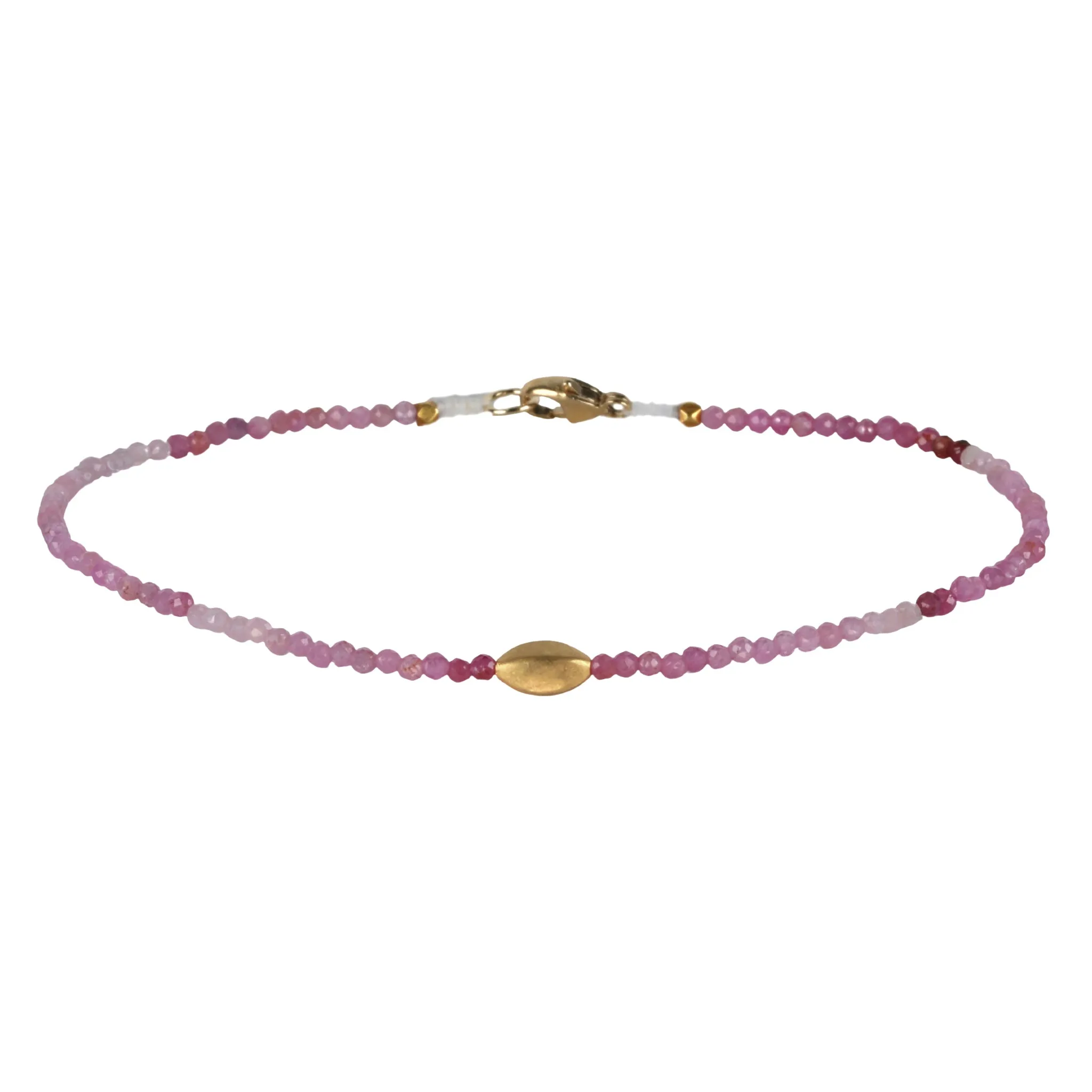 Faceted Mixed Ruby Beaded Bracelet with 18K Marquise Bead