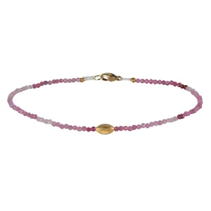 Faceted Mixed Ruby Beaded Bracelet with 18K Marquise Bead