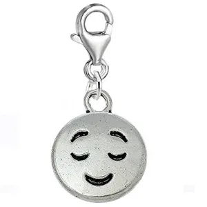Facial Expression Clip on Pendant for European Charm Jewelry w/ Lobster Clasp (Closed Eyes)