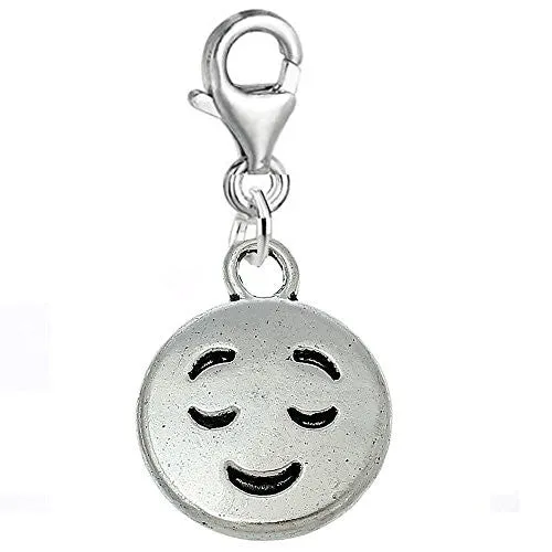 Facial Expression Clip on Pendant for European Charm Jewelry w/ Lobster Clasp (Closed Eyes)
