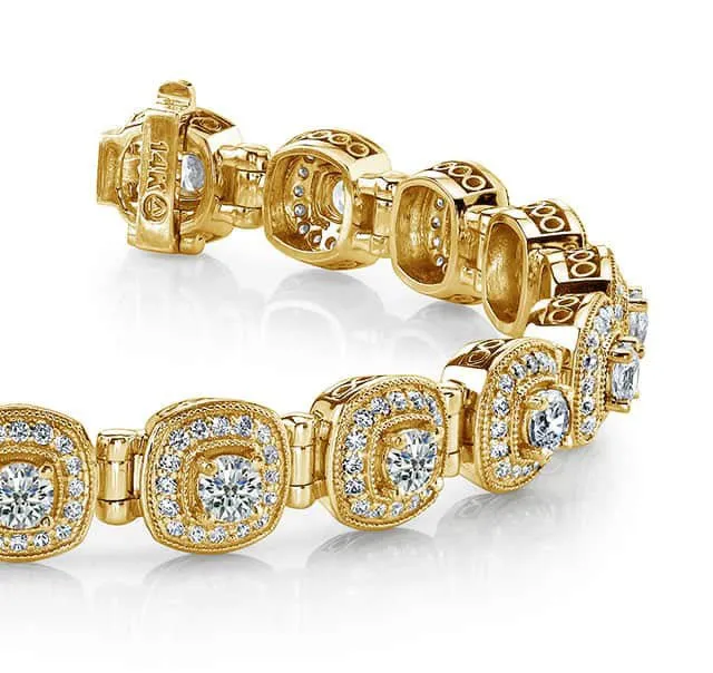 Fanciful Round Diamond Bracelet With Tube Links Diamond with 2.86 ct.(finished) 1mm, 2.5mm