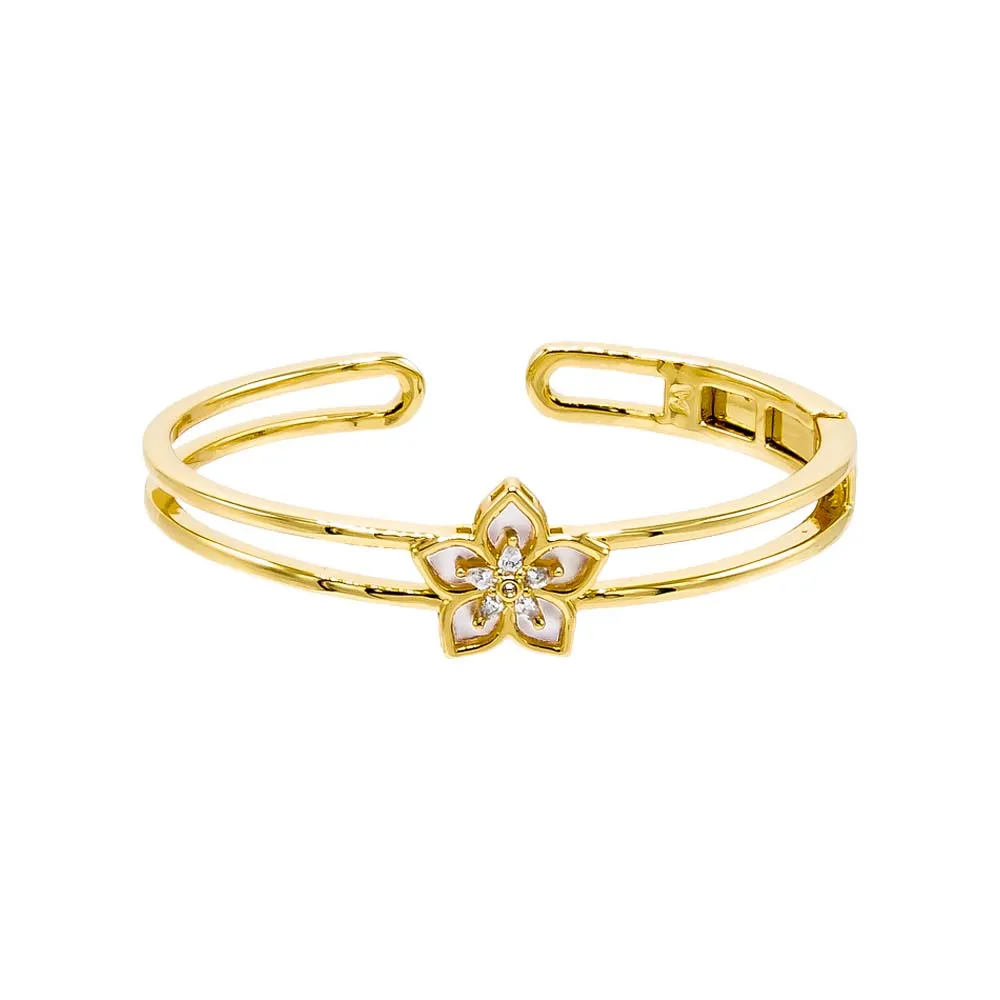 Fancy Colored Stone Flower Bangle