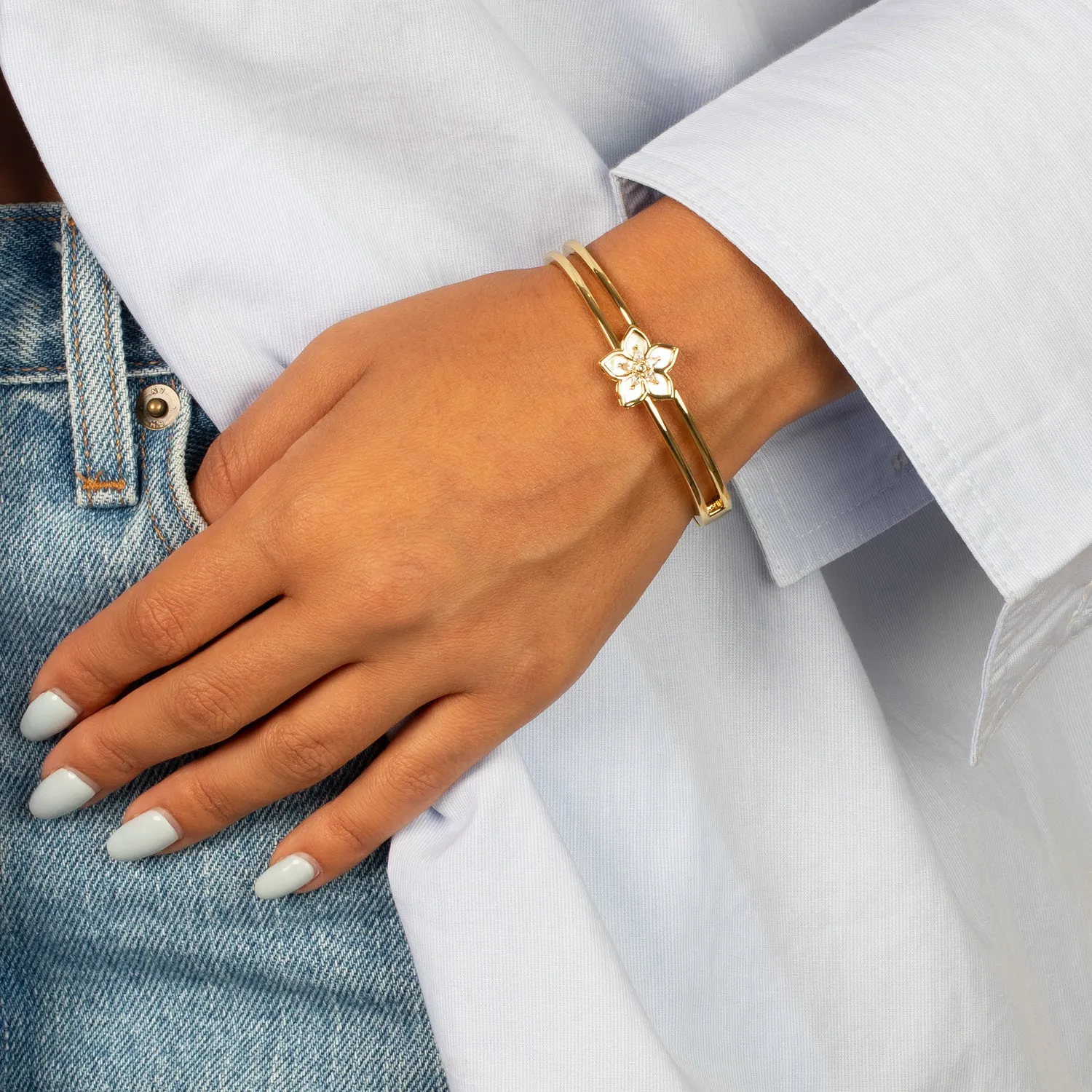 Fancy Colored Stone Flower Bangle