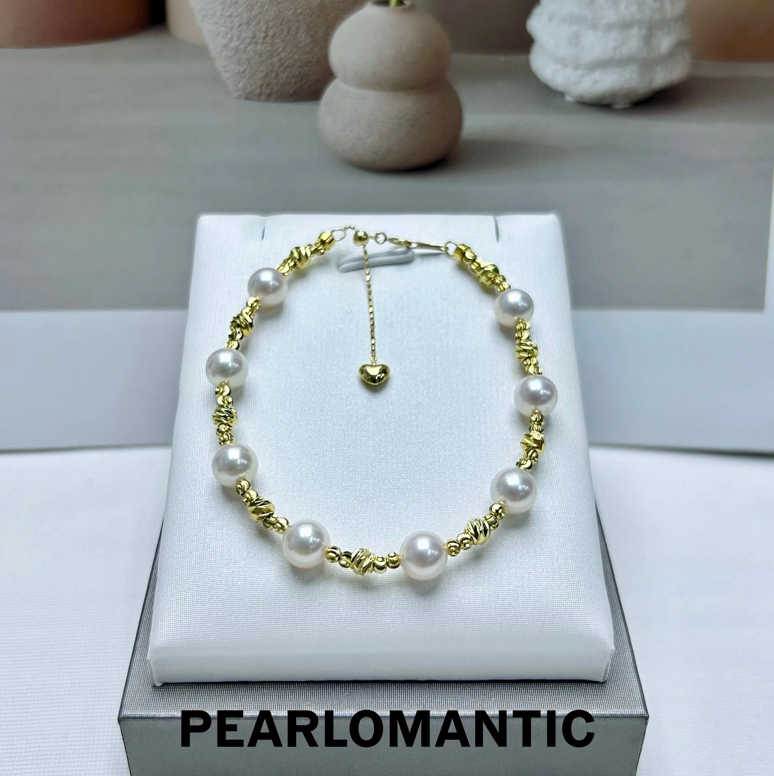 [Fine Jewelry] Akoya Pearl 6-7mm Spaced Design 14k Gold-Filled Bracelets w/ 18k Gold Tail Chain