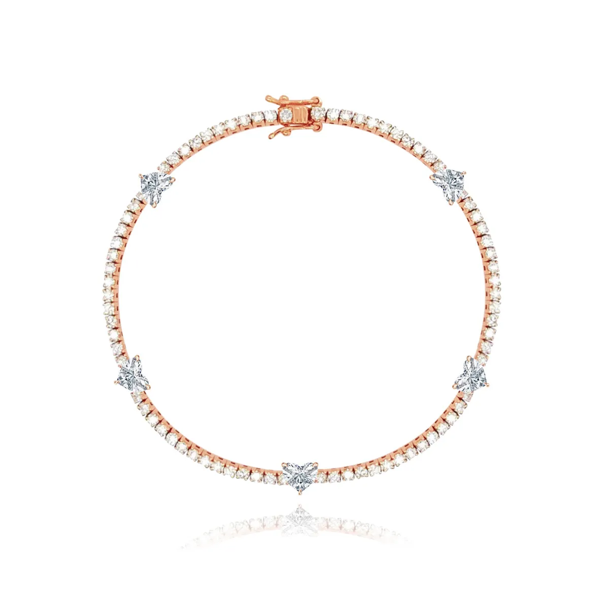 Five Diamond Heart Tennis Bracelet