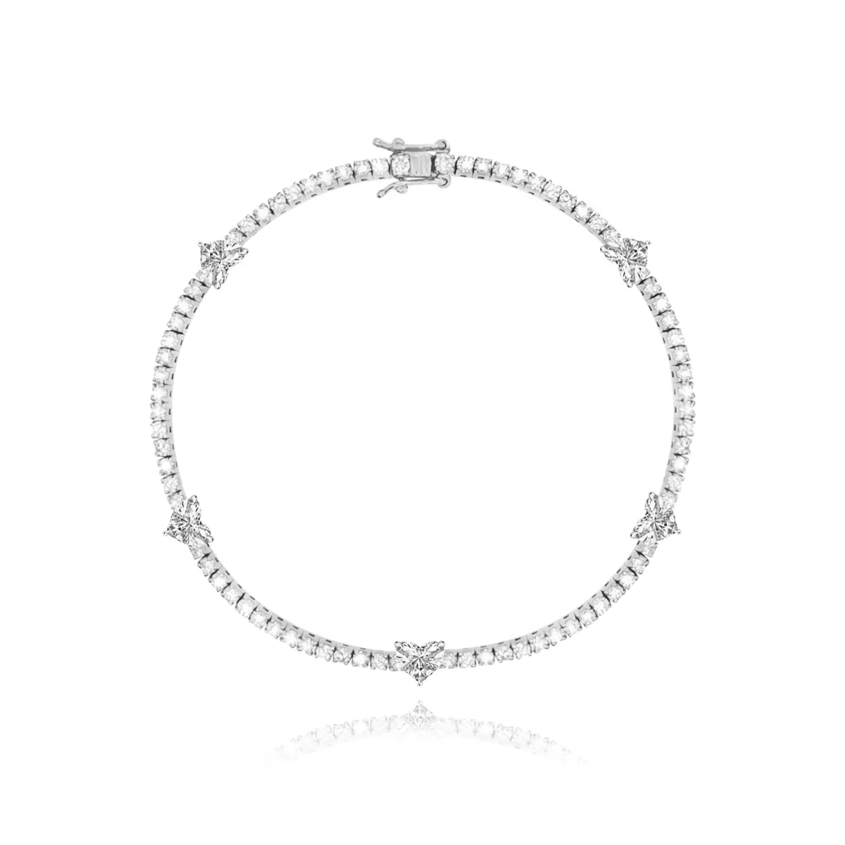 Five Diamond Heart Tennis Bracelet