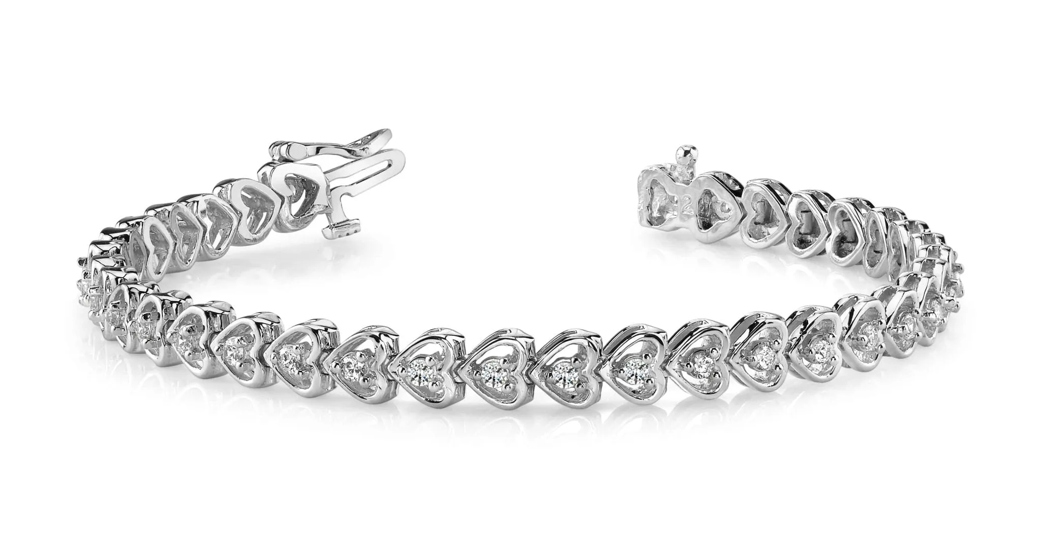 Floating Diamond Heart Diamond Bracelet with 1.96 ct.(finished) 2.5mm