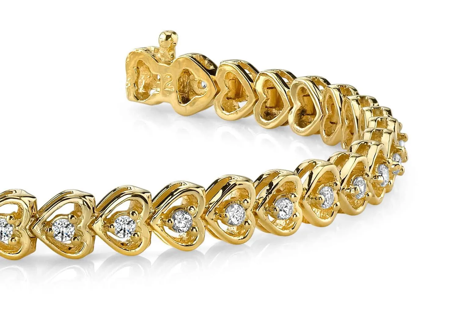 Floating Diamond Heart Diamond Bracelet with 1.96 ct.(finished) 2.5mm