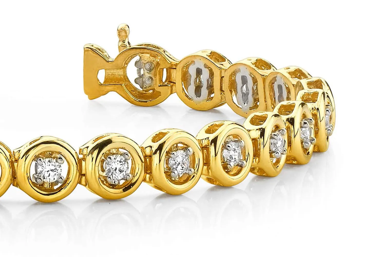 Floating Diamond Round Link Diamond Bracelet with 2.86 ct.(finished) 3.25mm