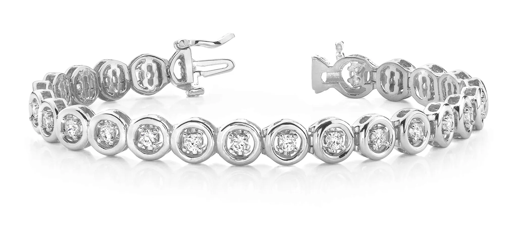 Floating Diamond Round Link Diamond Bracelet with 2.86 ct.(finished) 3.25mm
