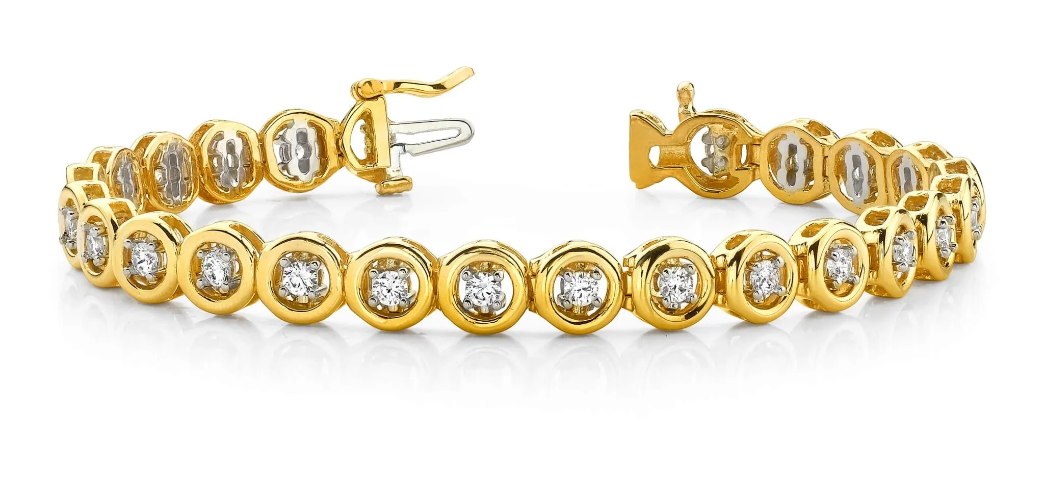 Floating Diamond Round Link Diamond Bracelet with 2.86 ct.(finished) 3.25mm