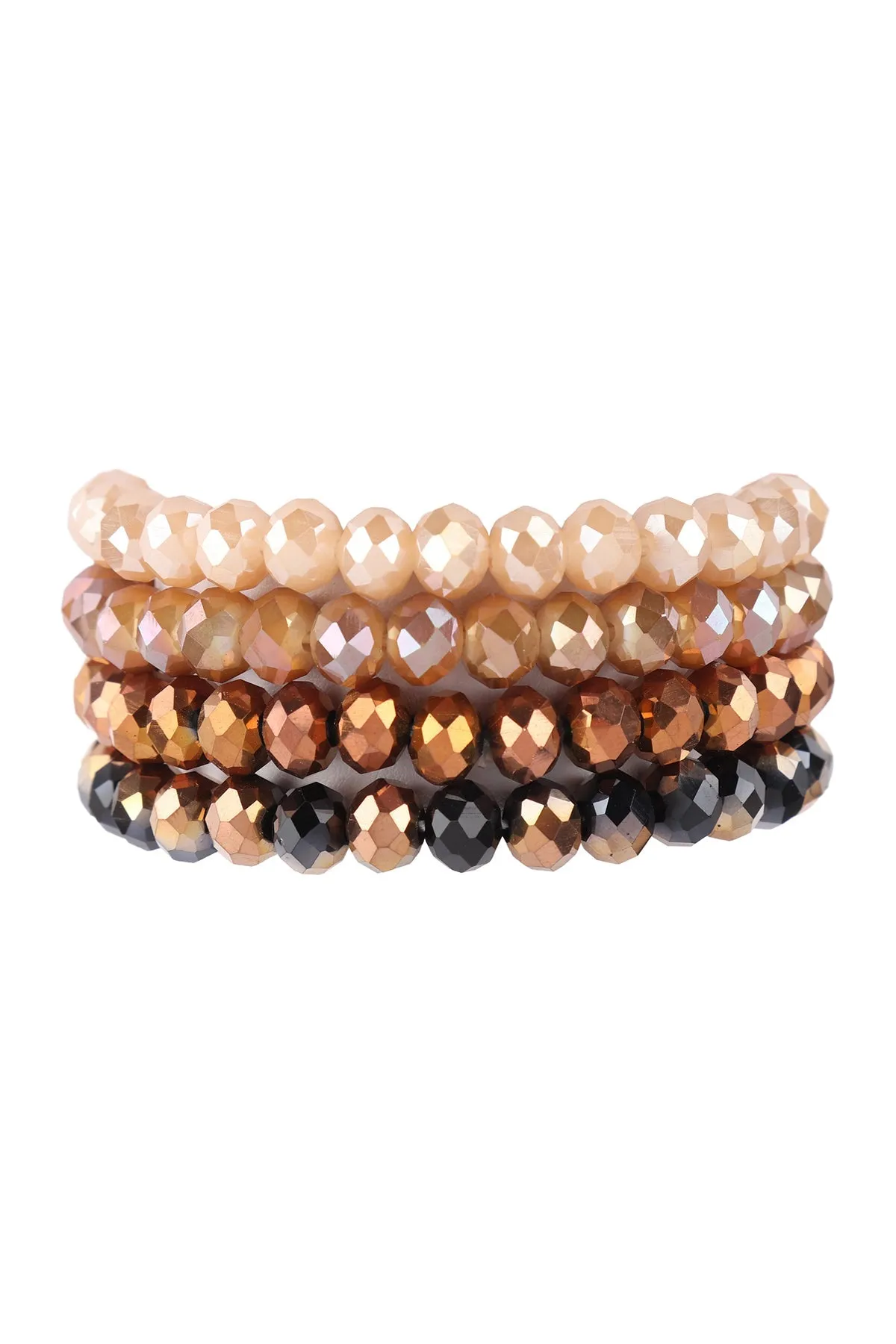 Four Line Crystal Bead Stretch Bracelets- 14 Colors