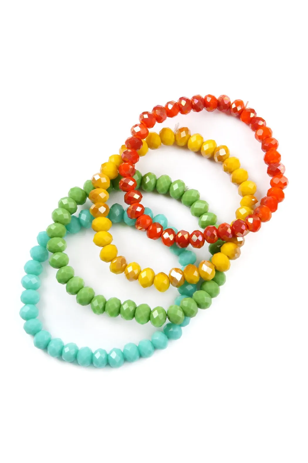 Four Line Crystal Bead Stretch Bracelets- 14 Colors
