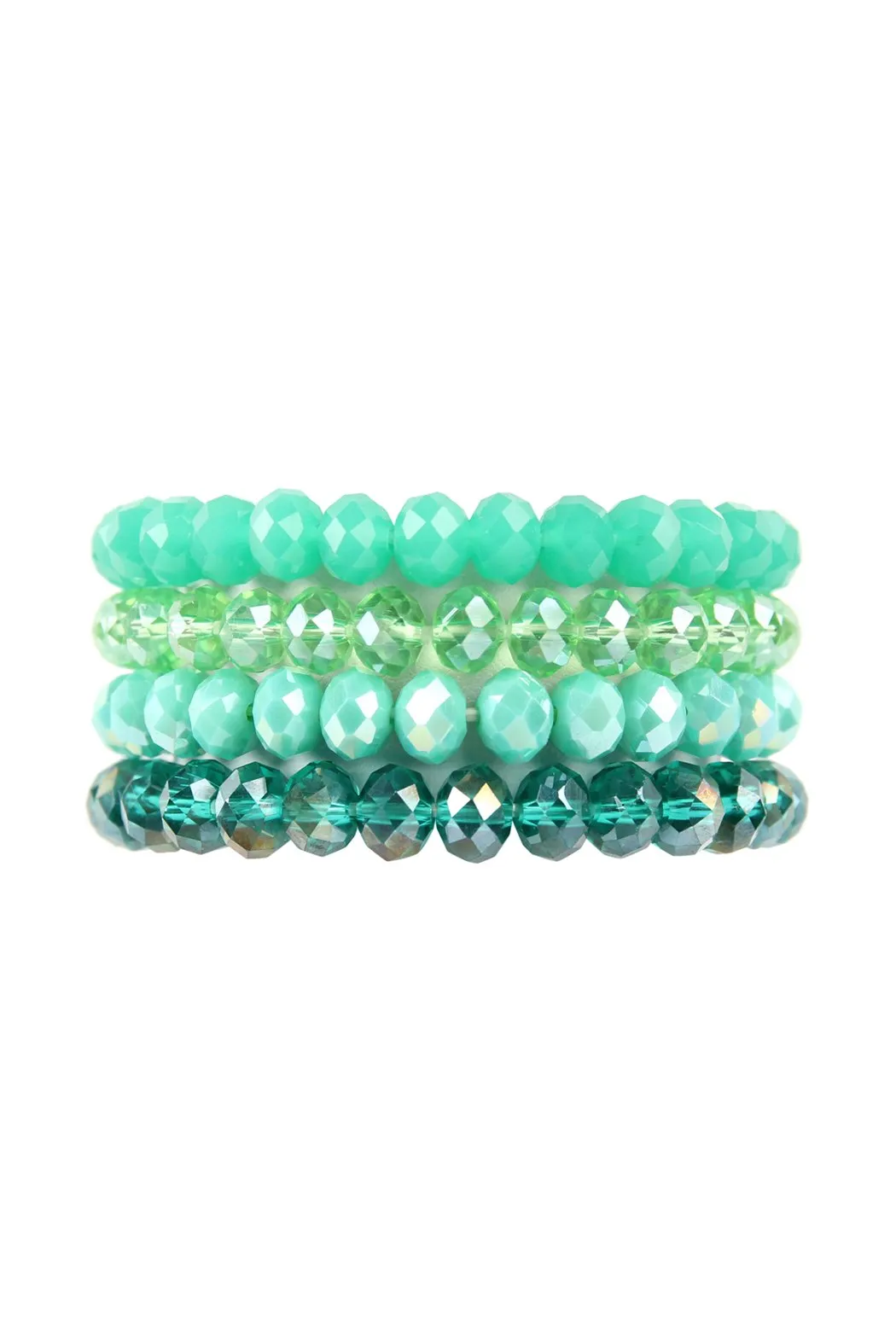 Four Line Crystal Bead Stretch Bracelets- 14 Colors